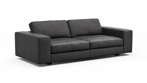 Sofa Aprino 1 - 3,5-Sitzer L, Dickleder, Schwarz, Armlehne Block breit