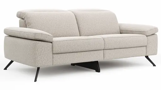 Sofa Rafaela 2.0 - 2,5-Sitzer inkl. 1x Relaxfunktion und Kopfteile verstellbar, Stoff, Champagner