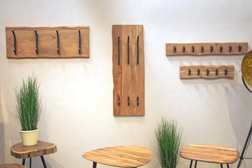 Wandgarderobe - B ca. 60 cm, Akazie, Schwarz