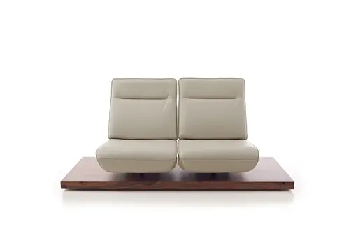 Sofa - 2-Sitzer, Relaxfunktion motorisch, Leder/Stoff Perlmutt