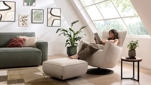 Sessel Lilaia - inkl. Dreh- und Wippfunktion, Stoff, Creme