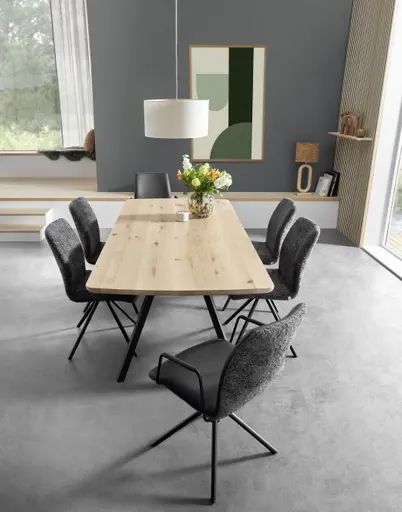 Armlehnstuhl Sedana - drehbar, Stoff, Dunkelgrau