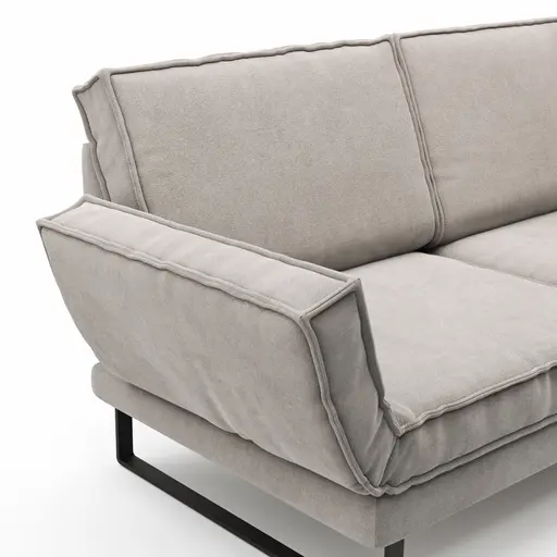 Sofa My - 2,5-Sitzer mit Rückenlehne/Armlehne verstellbar und Drehsitze, Stoff, Hellgrau