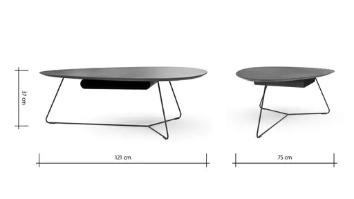 Couchtisch Fano - LBH ca. 121x75x38 cm, Ceramistone, Graubraun
