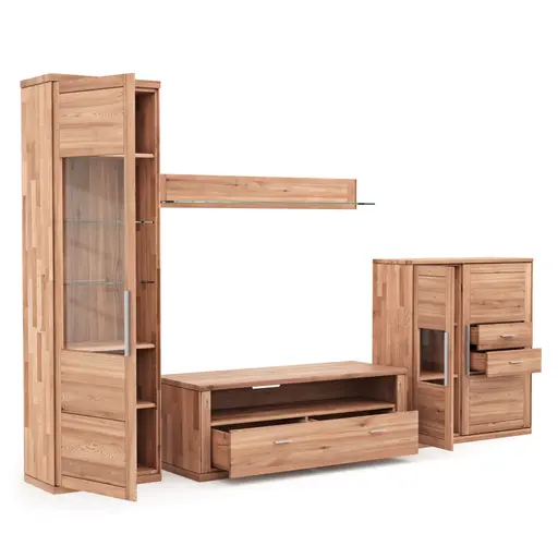 Wohnwand Faro 6.0 - Kernbuche massiv, geölt