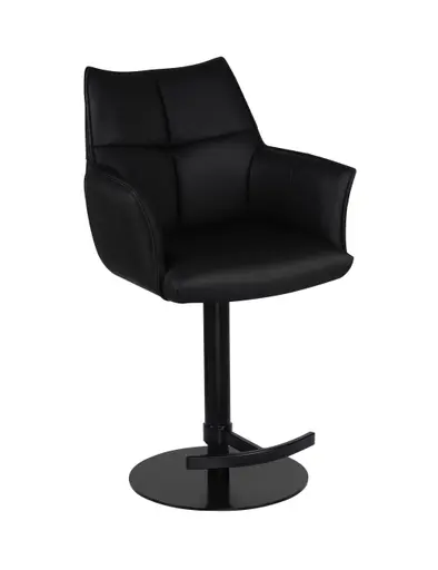 Barhocker MELE - drehbar, höhenverstellbar, Leder, Schwarz