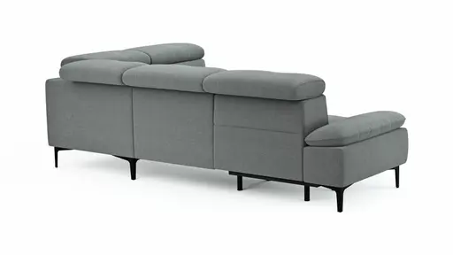 Ecksofa Felipa - 2,5-Sitzer mit Ecke rechts inkl. Armlehne verstellbar und Rückenlehne/Sitztiefe verstellbar (motorisch), Stoff, Grau