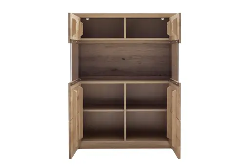 Wohnwand - mit Beleuchtung und Fernbedienung, Eiche Nachbildung, Eiche massiv geölt