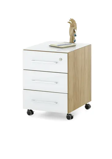 Rollcontainer GWEN - Eiche Nachbildung, Weiß