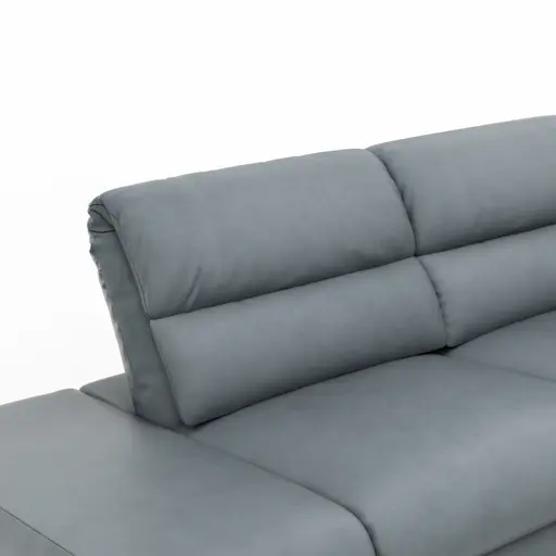Ecksofa San Fernando – Ecke links mit 2-Sitzer, Armlehne verstellbar, Rückenlehne/Sitztiefe verstellbar,  Leder, Eisengrau