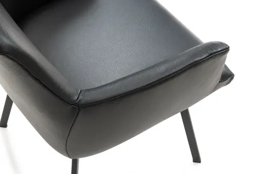 Armlehnstuhl - Leder, Schwarz