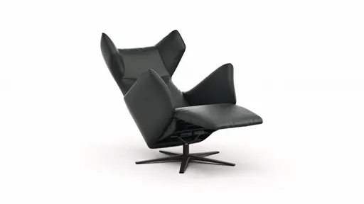 Sessel Noto Relax II - Rückenlehne und Fußteil verstellbar (motorisch), Leder, Schwarz