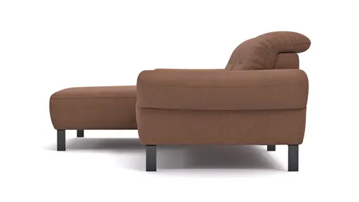Ecksofa David - Longchair links mit 1,5-Sitzer inkl. Kopfstütze/Armlehne verstellbar, Stoff,  Rost