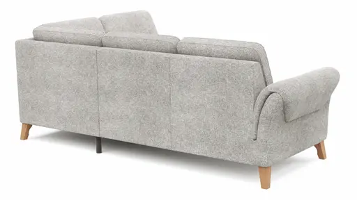 Ecksofa Almyra - 2,5-Sitzer mit Ottomane rechts, Stoff, Silbergrau