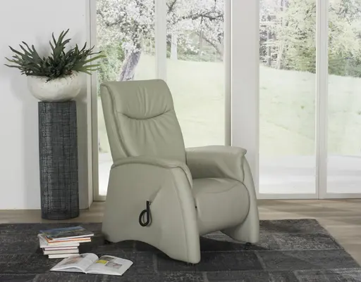 Fernsehsessel - Relaxfunktion (teilmotorisch), Leder, Platin