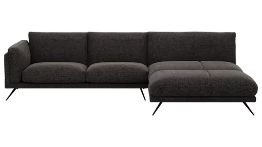 Ecksofa Valdemoro - 2,5-Sitzer mit Longchair rechts inkl. Rückenlehne verstellbar, Stoff, Anthrazit