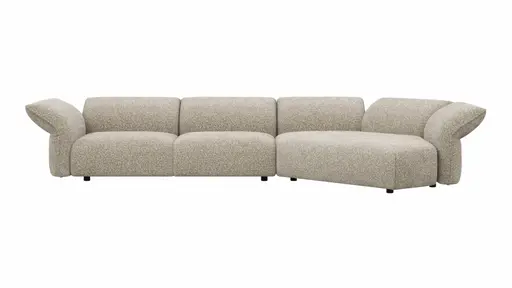 Trapezsofa Motone - 2-Sitzer mit Ecke rechts, Stoff, Beige