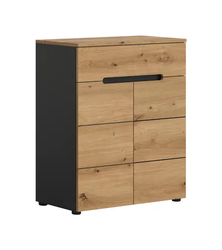 Kommode - B ca. 80 cm, Basalt grau, Artisan Eiche Nachbildung