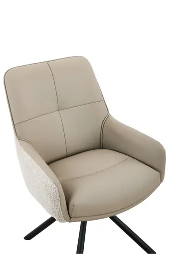 Armlehnstuhl - drehbar, Leder & Stoff, Cappuccino, Beige