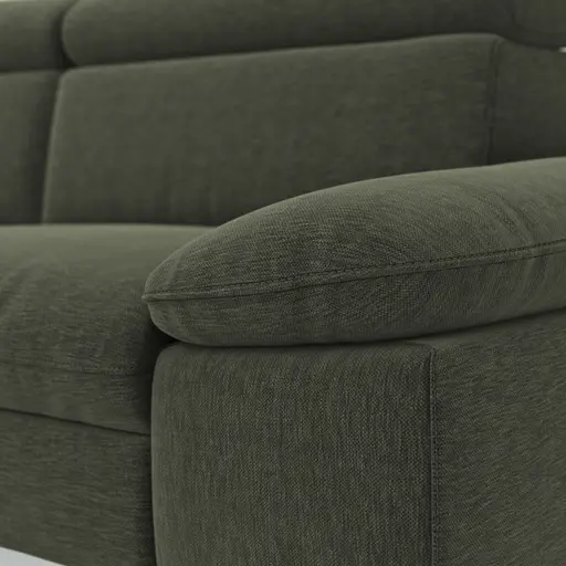 Ecksofa Felipa - Ecke links mit 2,5-Sitzer inkl. Armlehne verstellbar und Rückenlehne/Sitztiefe verstellbar (motorisch), Stoff, Dunkelgrün