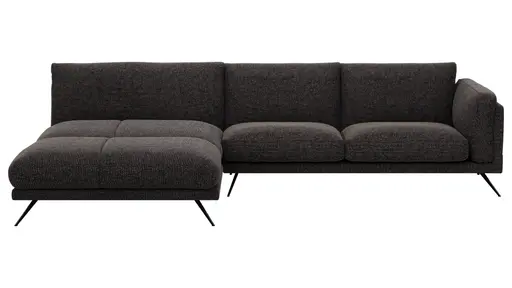 Ecksofa Valdemoro - Longchair mit 2,5-Sitzer rechts inkl. Rückenlehne verstellbar, Stoff, Anthrazit