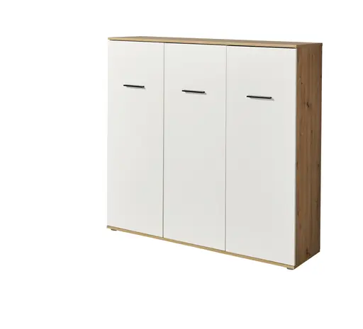 Schuhschrank - B ca. 135 cm, Artisan Eiche Nachbildung, Weiß