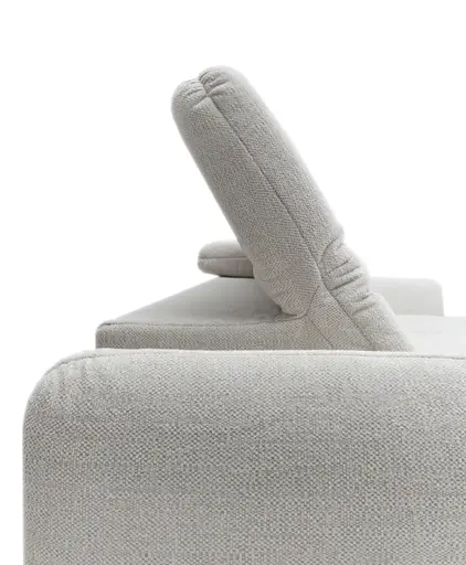 Ecksofa JAIMIE - 1,5-Sitzer mit Longchair rechts inkl. Relaxfunktion, verstellbare Kopfstütze, Stoff, Beige