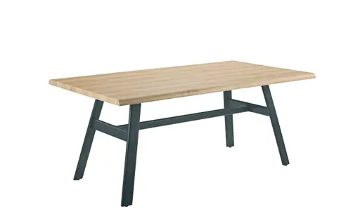 Esstisch - LB ca. 180x100 cm, Eiche hell Nachbildung, Schwarz