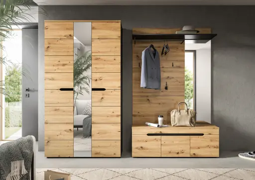 Garderobe - Basalt grau, Artisan Eiche Nachbildung