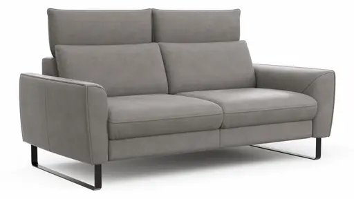 Sofa Avela - 2-Sitzer inkl. Kopfteil verstellbar, Leder, Steingrau
