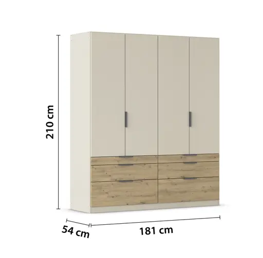 Drehtürenschrank RANI- B ca. 181 cm, Chapmpagner, Eiche Dekor