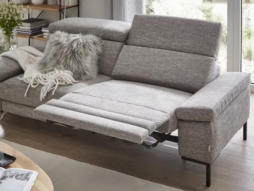 Sofa Hudson - 3-Sitzer inkl. Relaxfunktion (motorisch) und Kopfteil/Armlehnen verstellbar, Stoff, Hellgrau