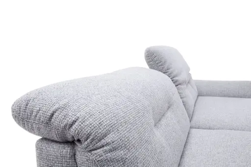 Ecksofa David - Longchair links mit 1,5-Sitzer inkl. Kopfstütze/Armlehne verstellbar, Stoff, Hellgrau