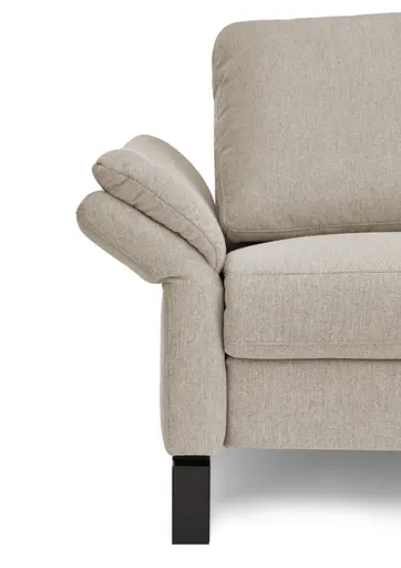 Ecksofa CALM PREMIUM 2.0 - Longchair links mit 3-Sitzer, Relaxfunktion motorisch, Armlehne verstellbar, Stoff, Sand