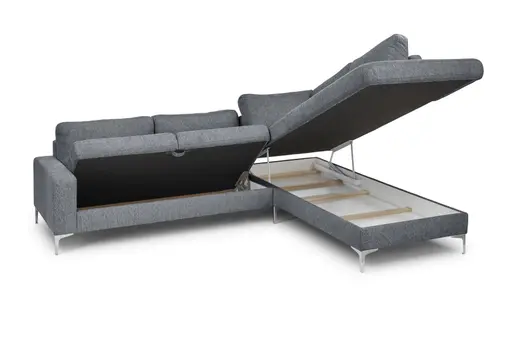 Ecksofa CALM 2.0 - 2,5-Sitzer mit Ecke rechts, Schlaffunktion mit Bettkasten, Stoff, Anthrazit