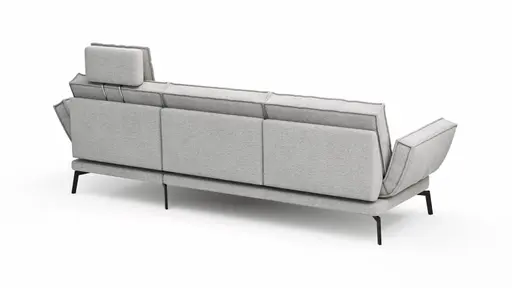 Ecksofa My - 2,5-Sitzer mit Longchair rechts, Stoff, Hellgrau
