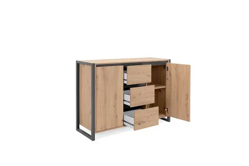 Kommode- Eiche Dekor, Anthrazit