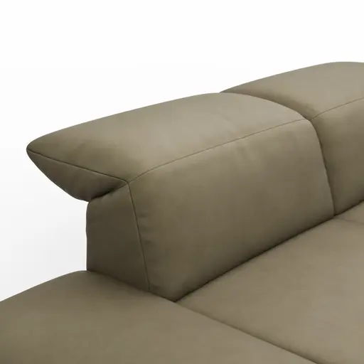 Sofa Elena - 2-Sitzer, Kopfteil/Armlehne verstellbar, Leder, Olive