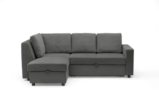 Ecksofa PRO FLEXX - Ecke links, 2-Sitzer inkl. Schlaffunktion und Bettkasten, Stoff, Steingrau