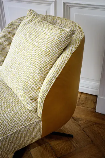 Sessel Cuneo - drehbar, Stoff, Senfgelb, Leder, Senfgelb