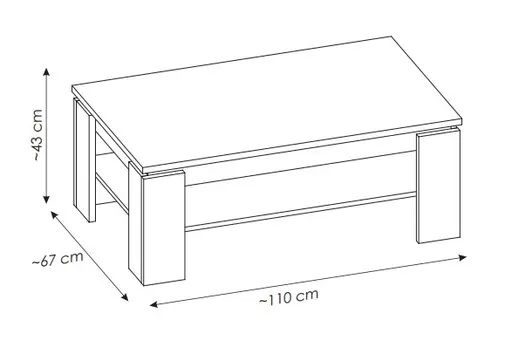 Couchtisch - LB ca. 110x67 cm, Alpinweiß, Anthrazit