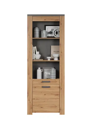 Vitrine - Eiche Dekor, Graphit