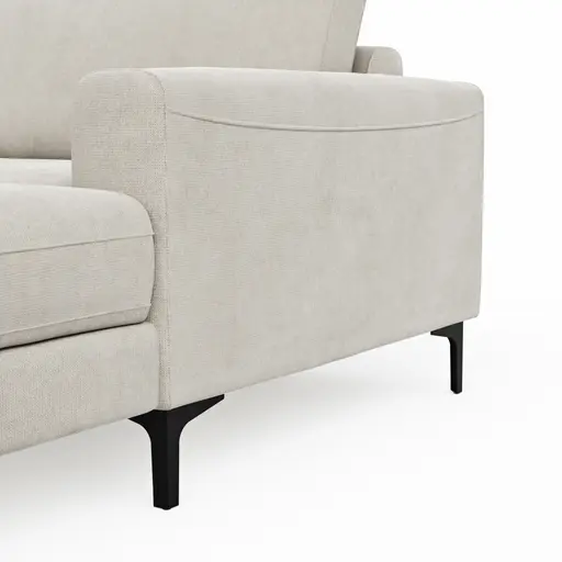 Wohnlandschaft Oviedo - Ecke links mit 2-Sitzer und Longchair rechts, Stoff, Natur