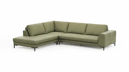 Ecksofa Solano - Ecke Links, 2,5-Sitzer, Leder, Olive