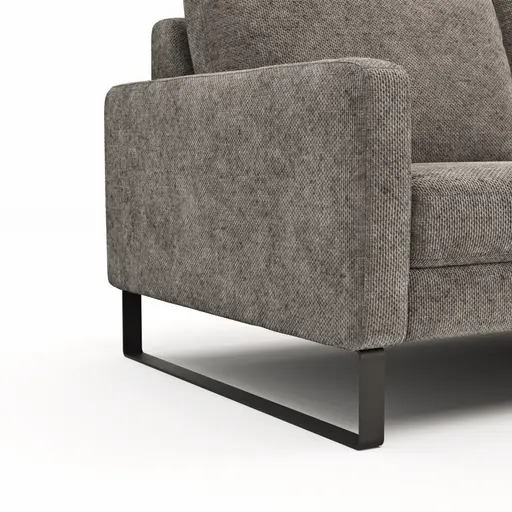 Sofa Enna - 3-Sitzer, Armlehne A, Stoff, Graubraun, Kufe, Schwarz
