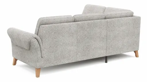 Ecksofa Almyra - Ottomane links mit 2,5-Sitzer, Stoff, Silbergrau