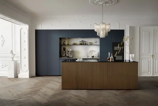 Inselküche 51.230 CO 1V3 525, Rillenoptik Eiche dunkel