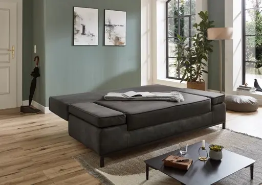 Schlafsofa- 2 Sitzer, Inkl. Bettkasten, Stoff, Anthrazit