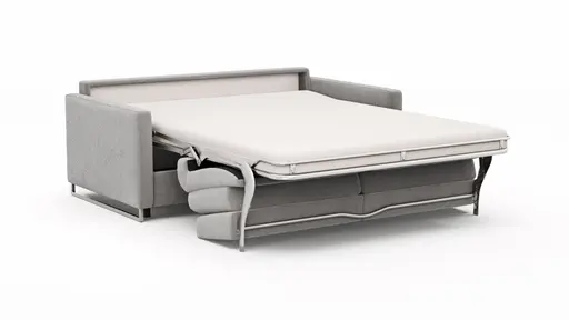 Sofa Nuoro - 2,5-Sitzer inkl. Schlaffunktion, Armlehne mit Kufe, Stoff, Grau