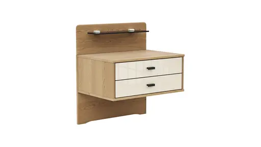 Nachttisch Lenoso - Eiche Nachbildung, Glas Champagner